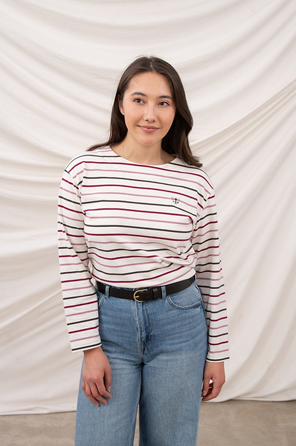 Causeway Breton Top - Cranberry Pink Stripe - Lighthouse