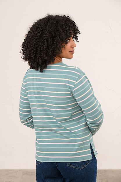 Causeway Breton Top - Duck Egg Pink Stripe-Lighthouse