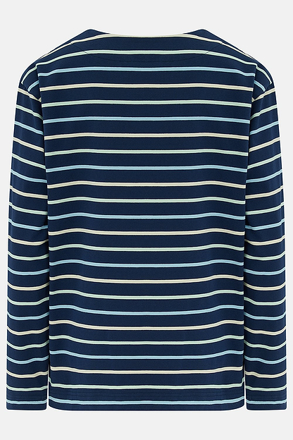 Causeway Breton Top - Navy Sage Blue Stripe-Lighthouse