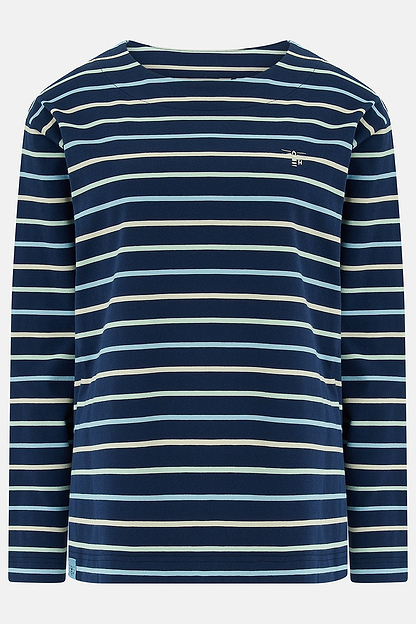 Causeway Breton Top - Navy Sage Blue Stripe-Lighthouse