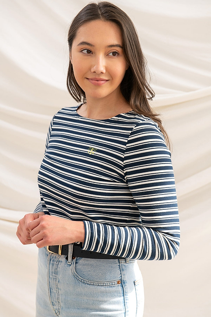 Causeway Breton Top - Navy Stripe - Lighthouse