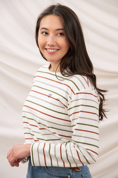 Causeway Breton Top - Sea Kelp Rust Stripe - Lighthouse