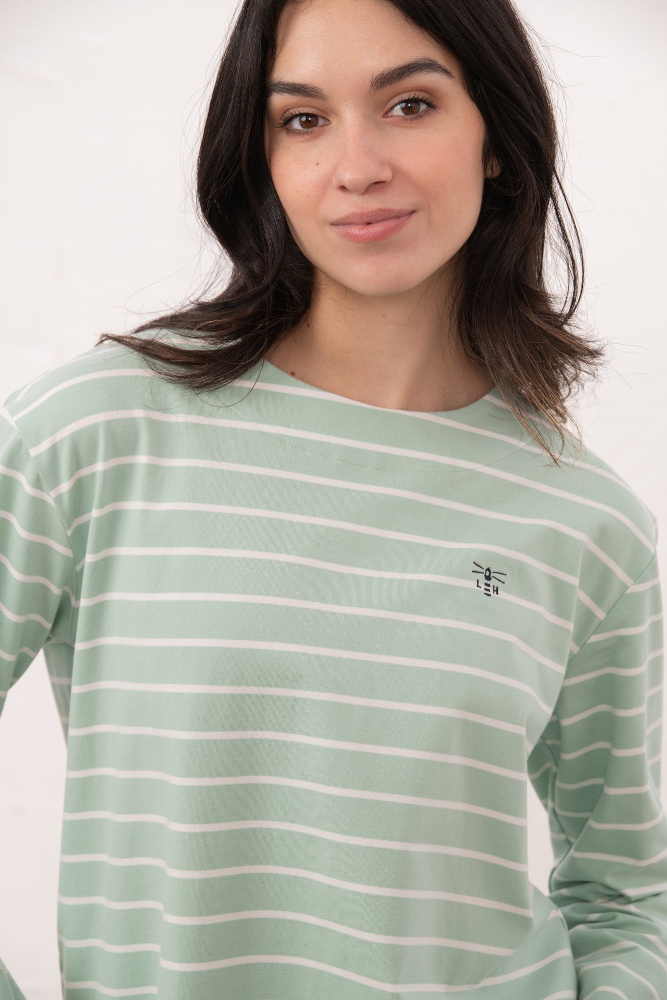 Causeway Breton Top - Soft Pistachio Stripe - Lighthouse