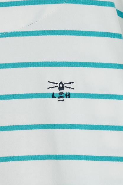 Causeway Breton Top - Soft Teal Stripe - Lighthouse