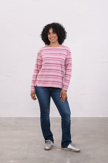 Causeway Breton Top - Wild Rose Pink Berry Stripe-Lighthouse