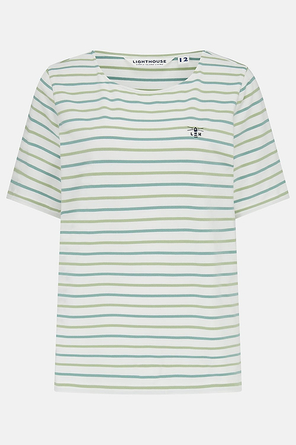 Causeway Tee - Pistachio Basil Stripe - Lighthouse