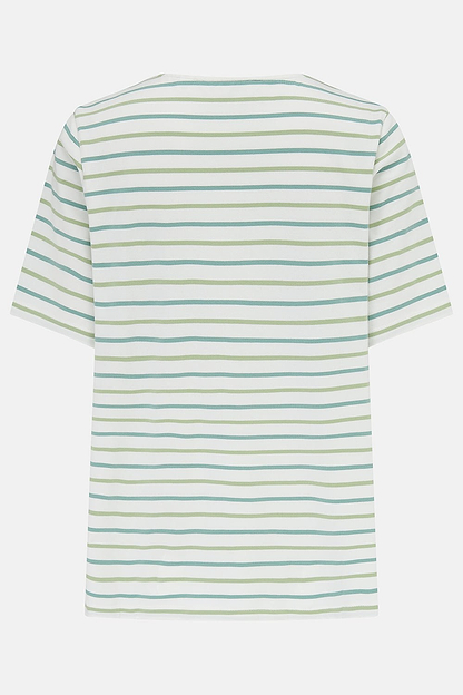 Causeway Tee - Pistachio Basil Stripe - Lighthouse