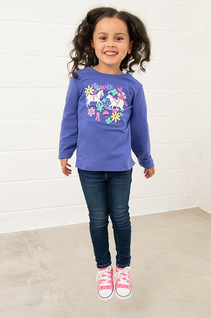 Causeway Top - Horse Print - Lighthouse