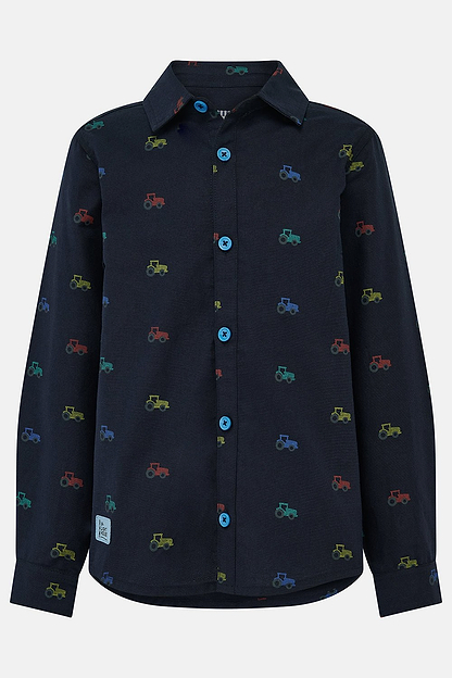 Charlie Shirt - Navy Tractor Print-Lighthouse