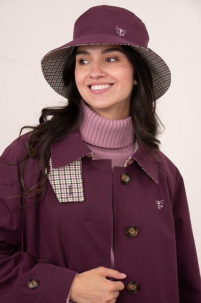 Edie Reversible Rain Hat - Damson-Lighthouse