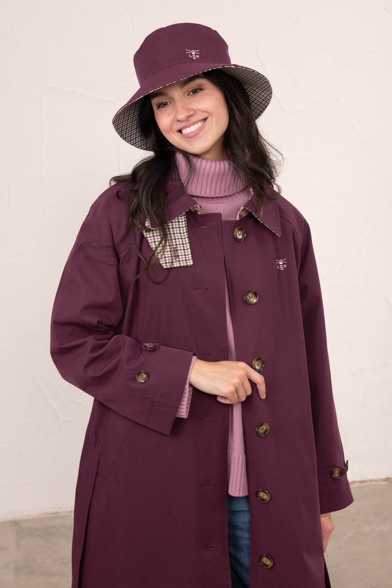 Edie Reversible Rain Hat - Damson-Lighthouse