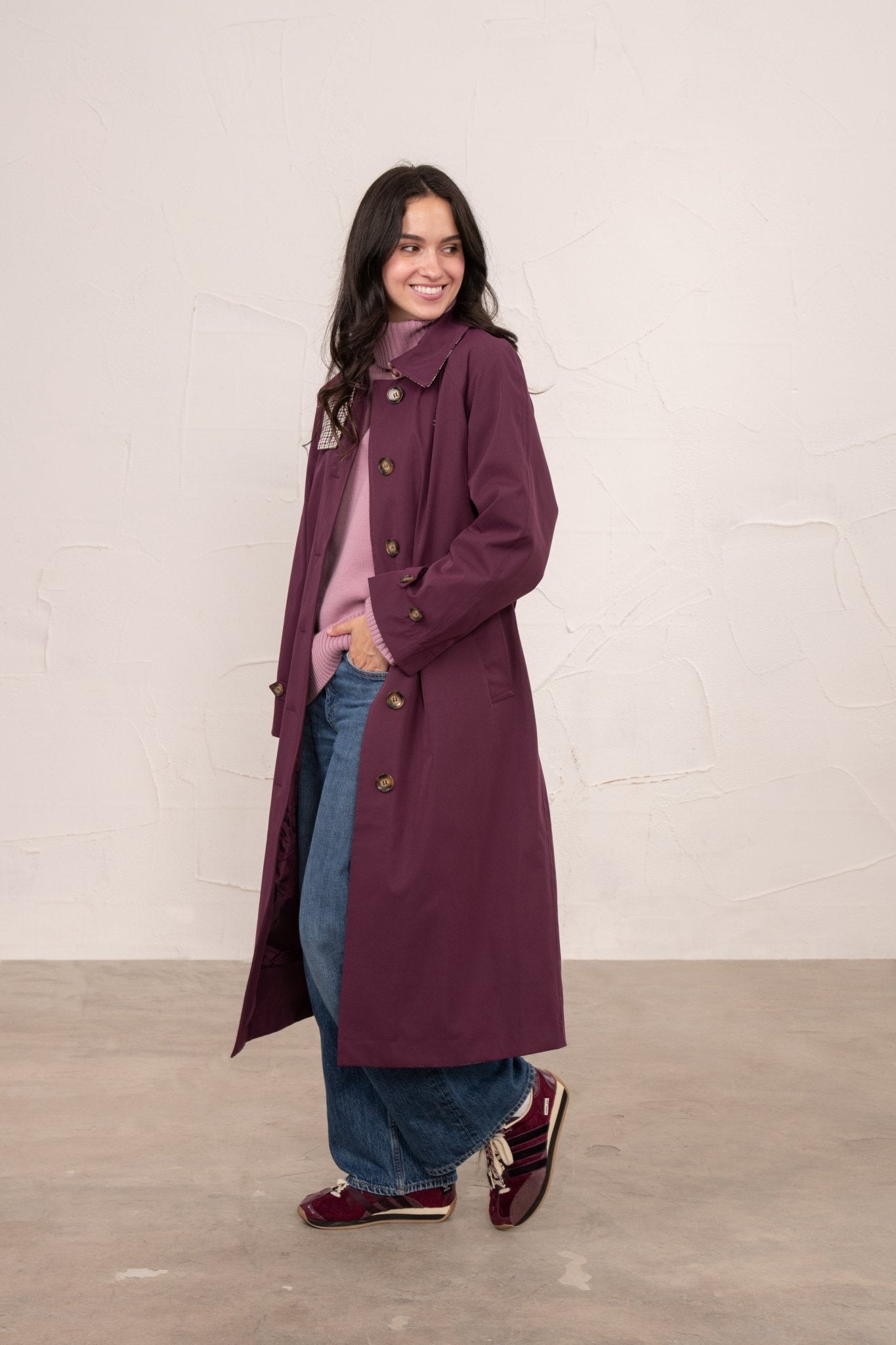 Harper Waterproof Trench Coat - Damson-Lighthouse