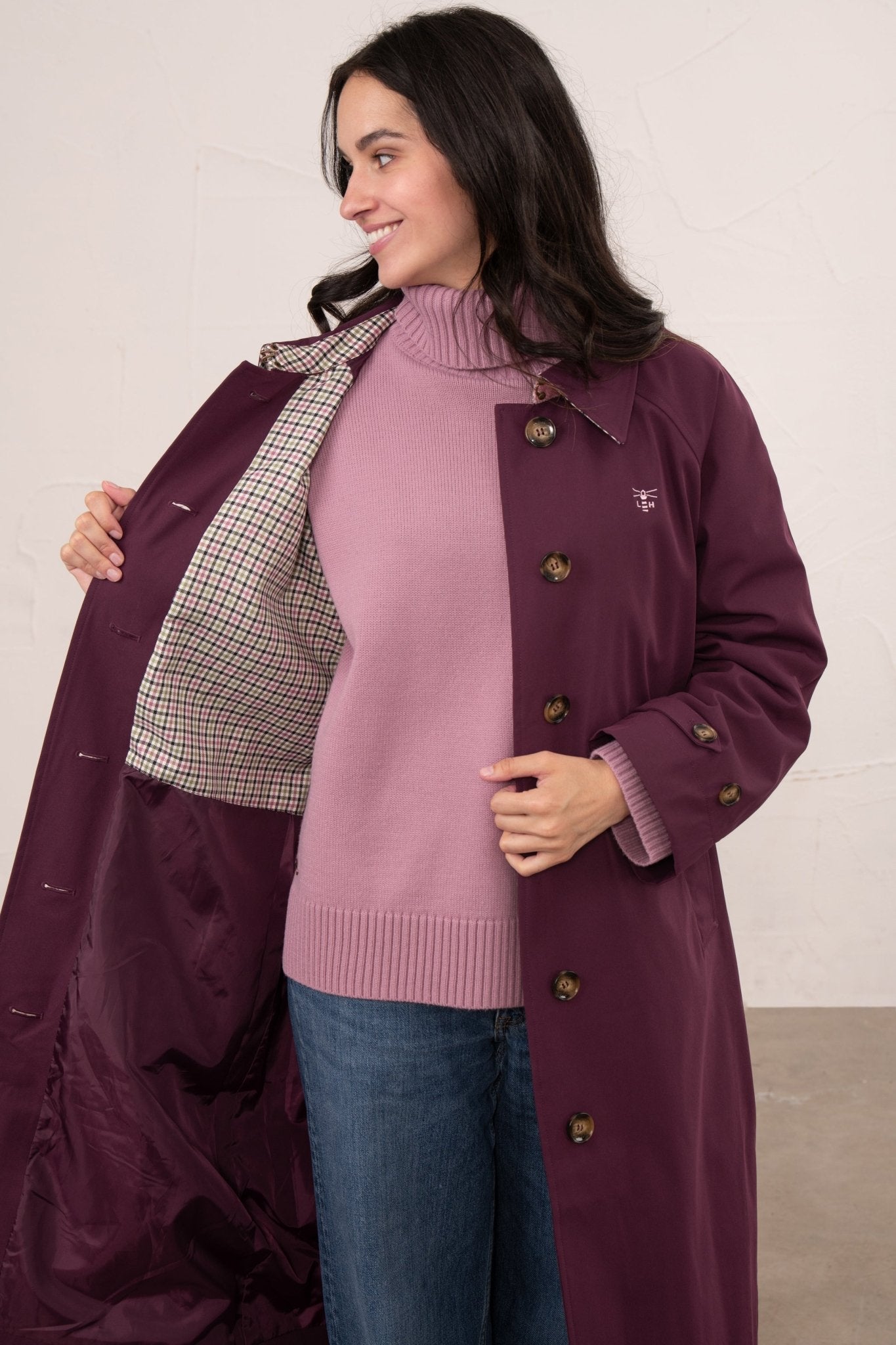 Harper Waterproof Trench Coat - Damson-Lighthouse