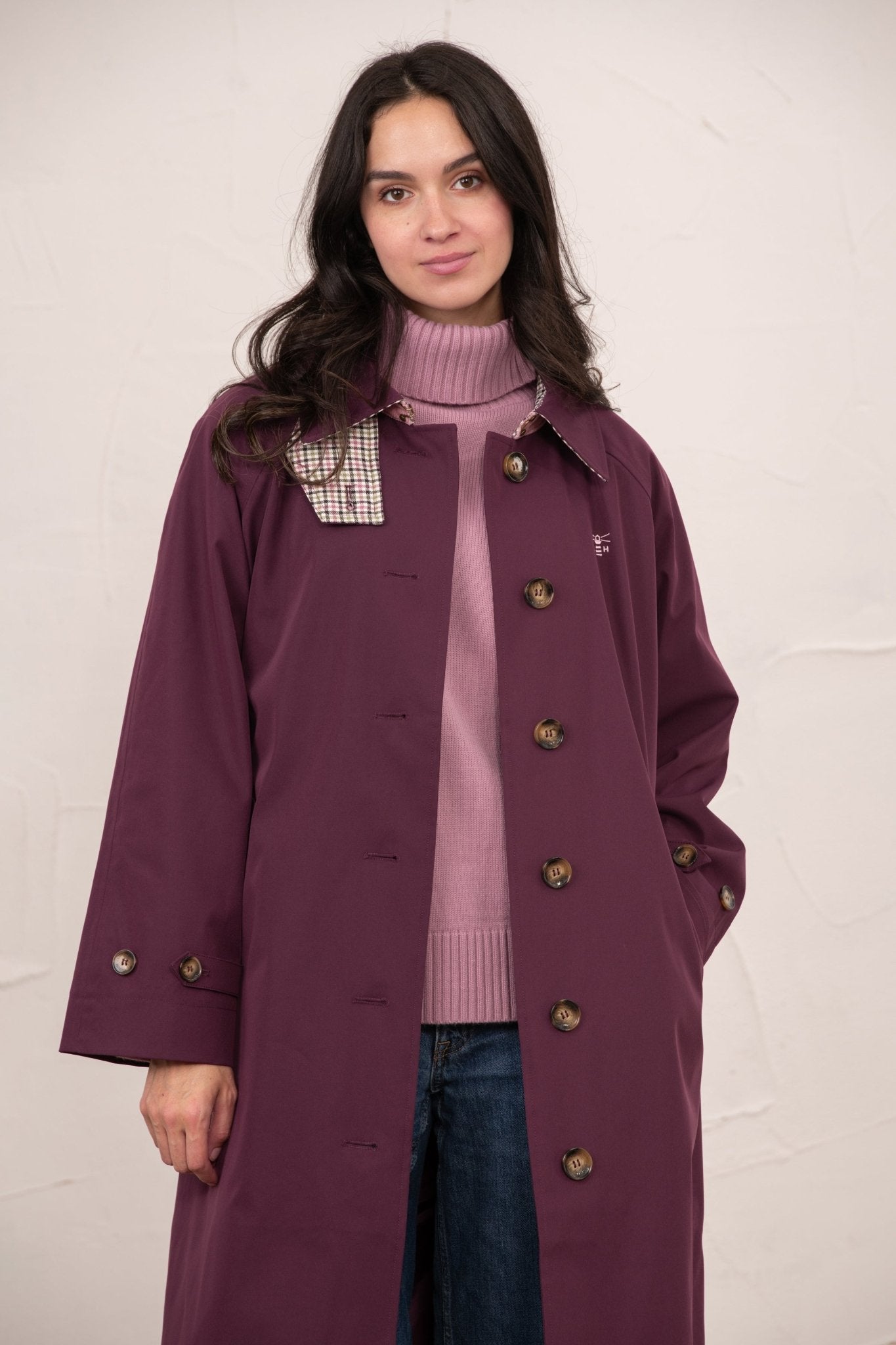 Harper Waterproof Trench Coat - Damson-Lighthouse