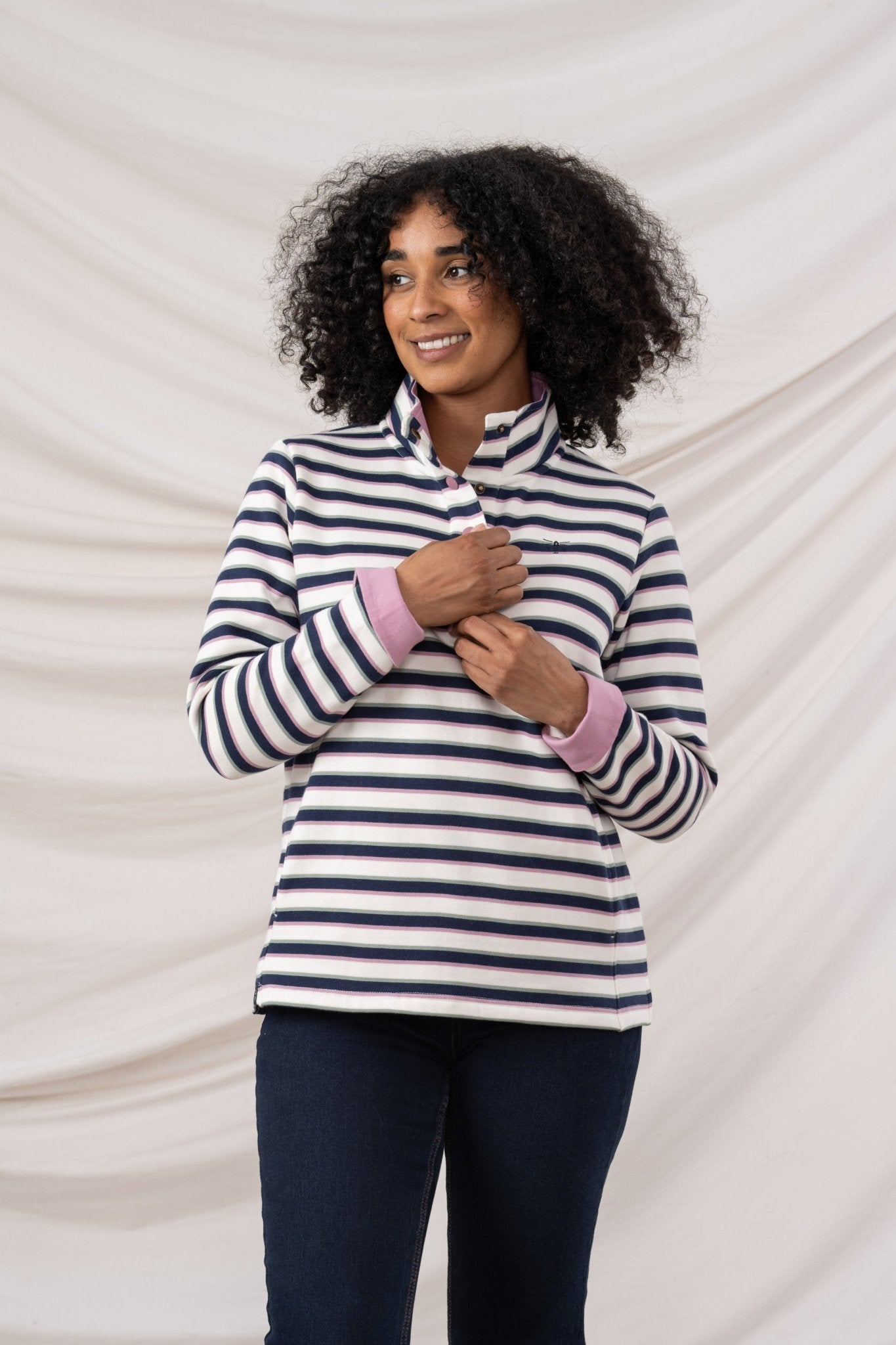 Haven Jersey - Navy Sage Rose Stripe - Lighthouse