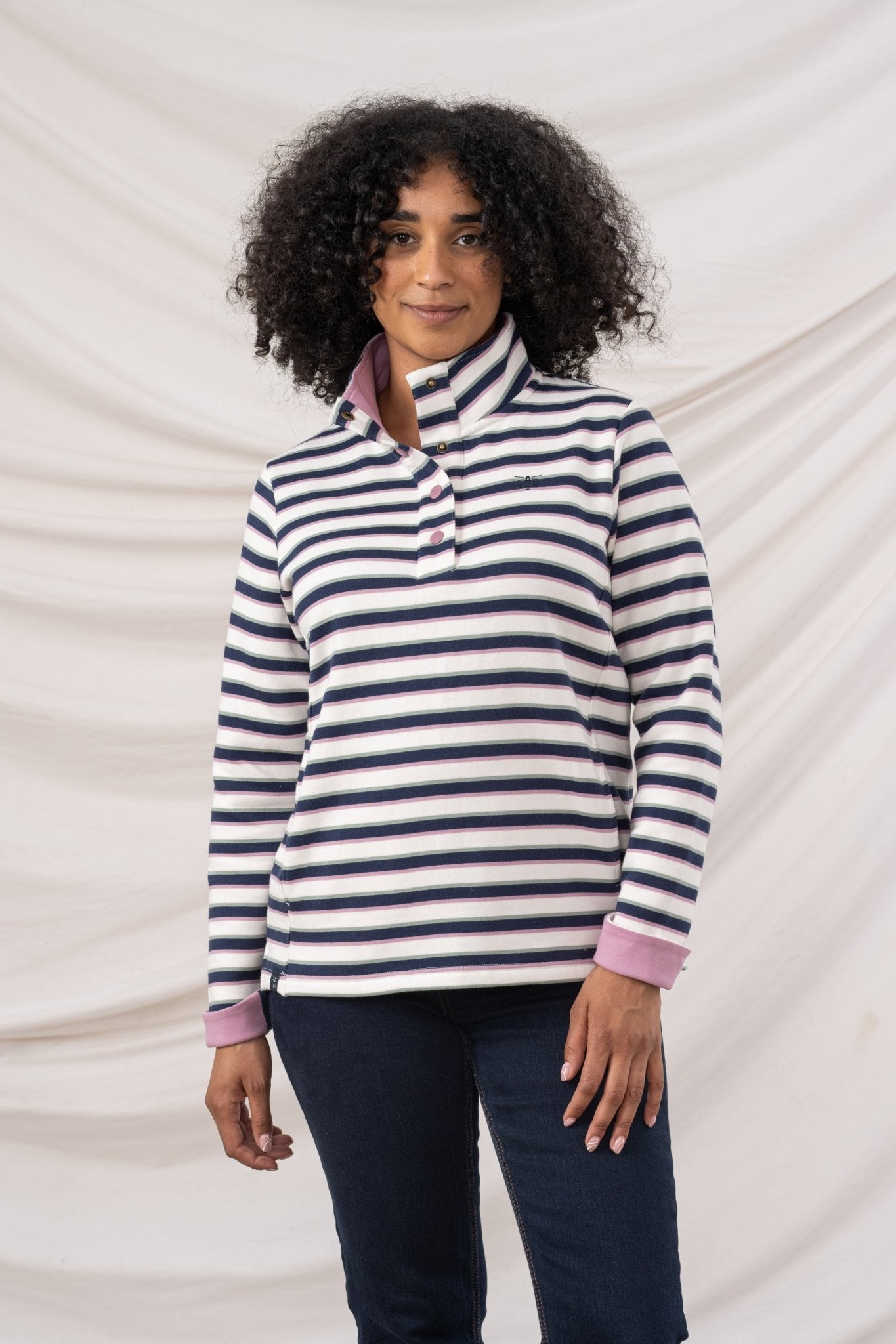 Haven Jersey - Navy Sage Rose Stripe - Lighthouse