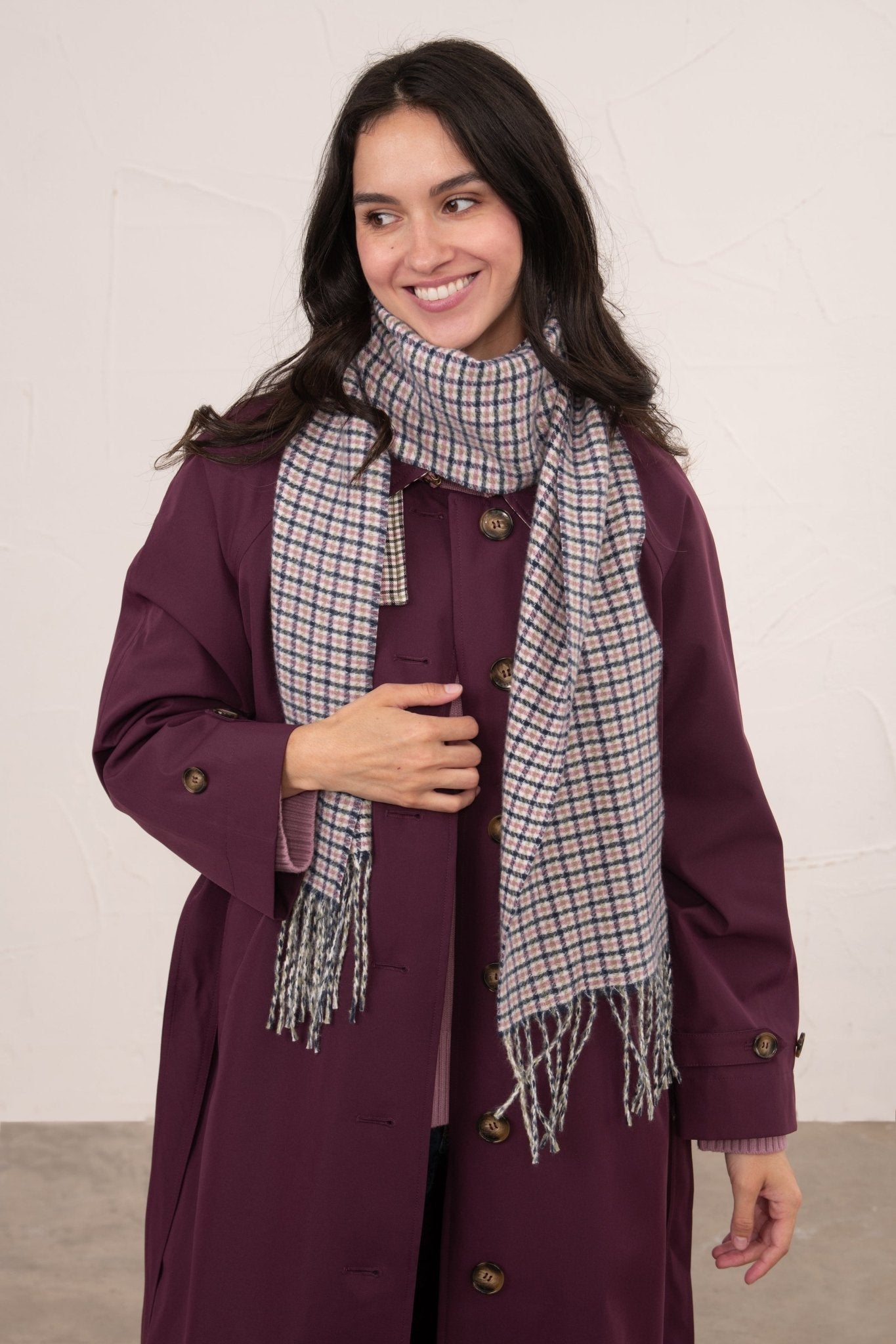 Heritage Scarf - Navy Pink Cocoa Check-Lighthouse