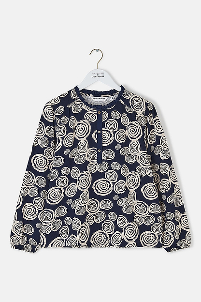 Juliette Blouse - Navy Swirl - Lighthouse