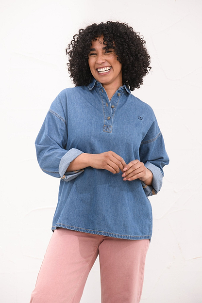 Leona Shirt - Washed Denim-Lighthouse