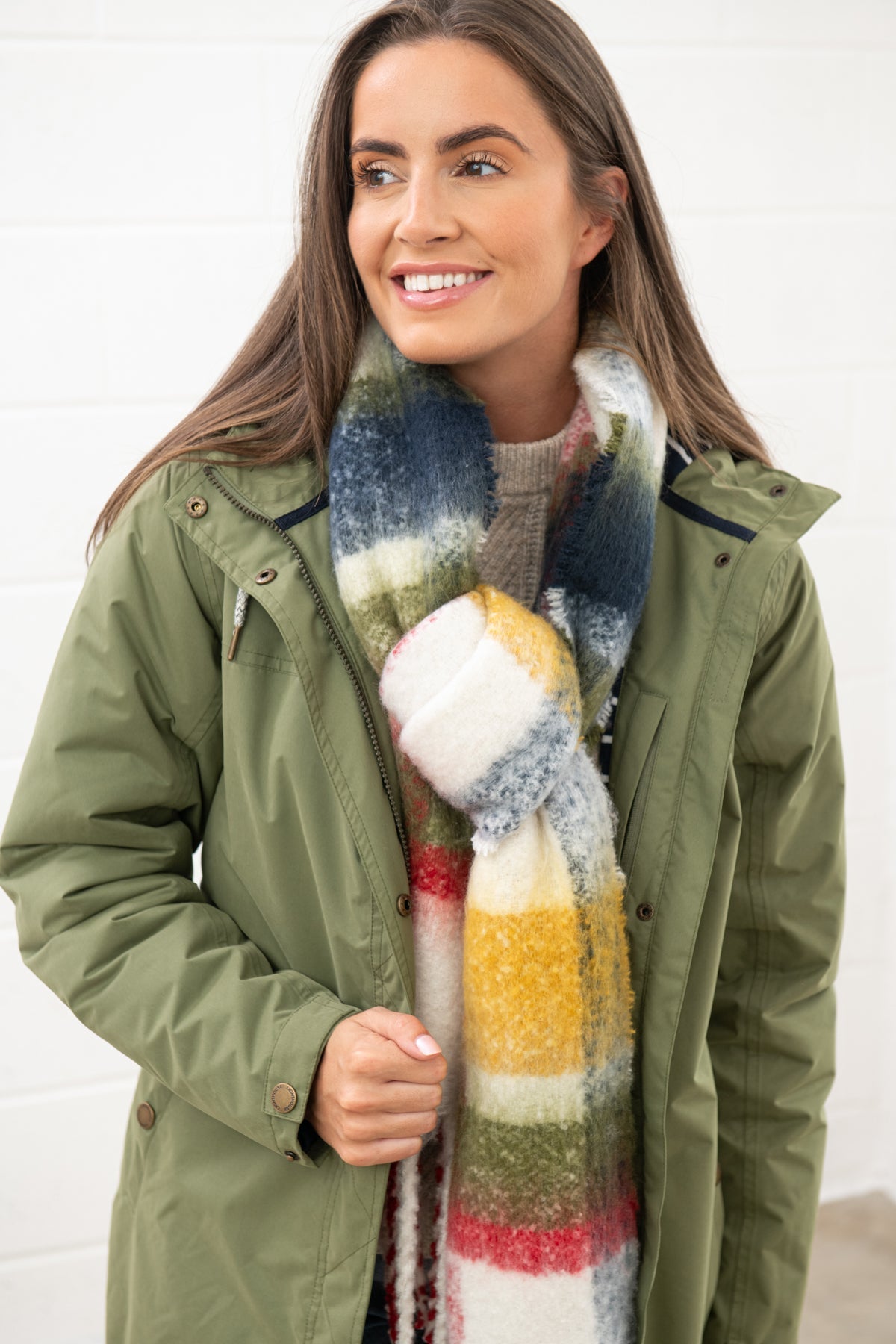 Lighthouse Scarf - Antique Gold Olive Red - Lighthouse