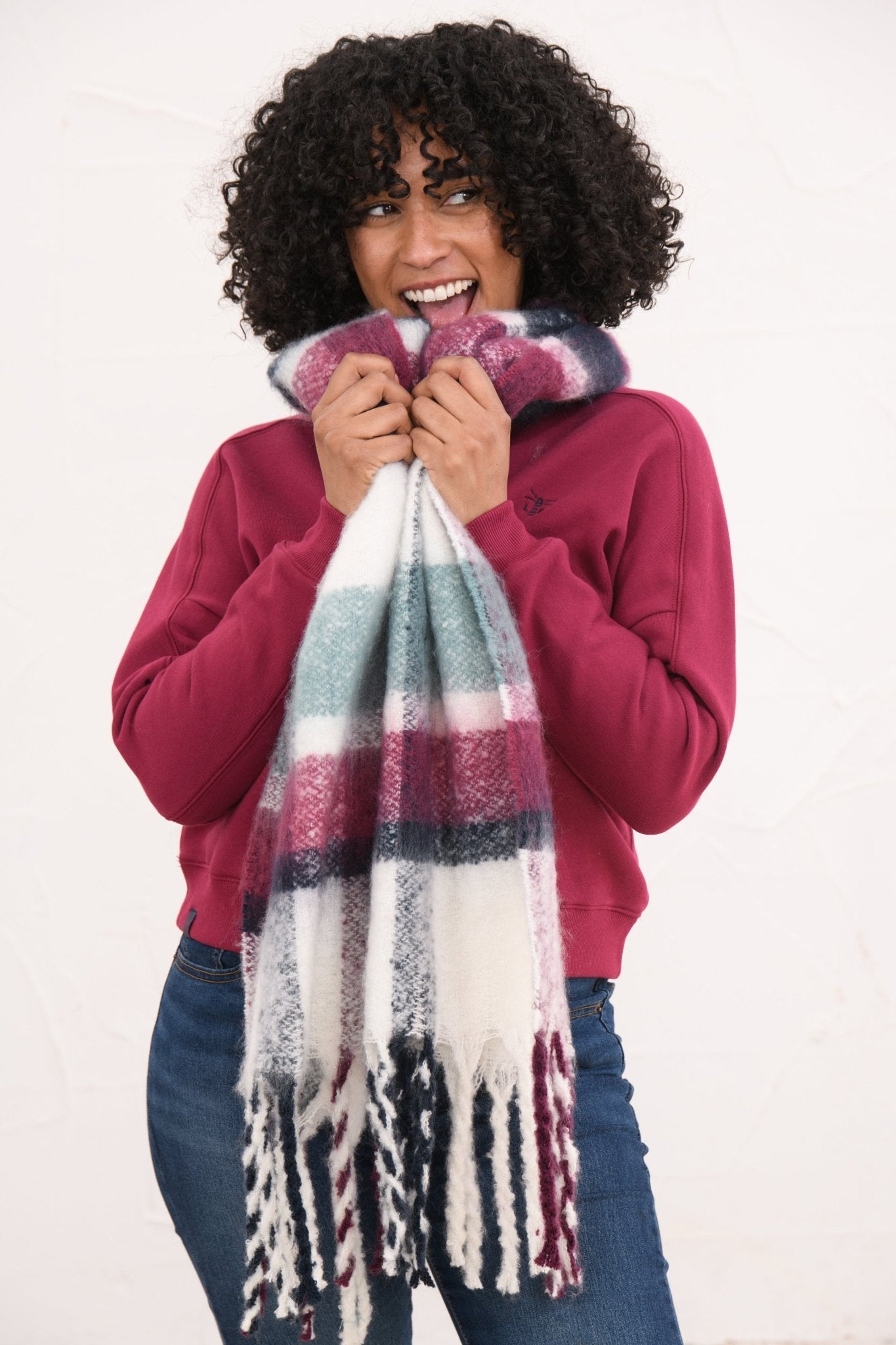 Lighthouse Scarf - Duck Egg Berry Navy-Lighthouse
