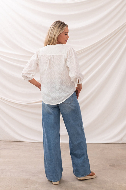 Lola Blouse - Floral Broderie Anglaise - Lighthouse