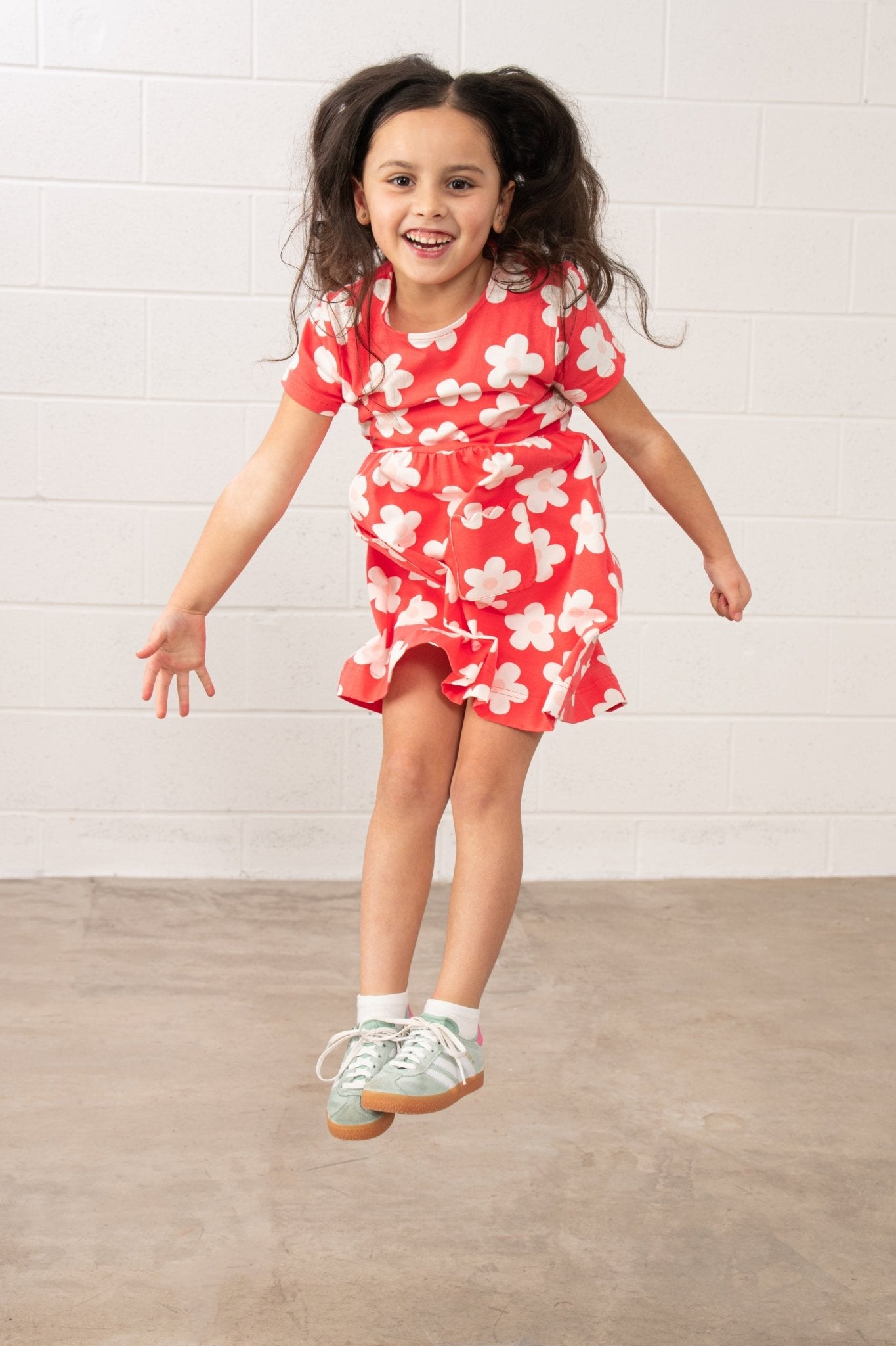 fitted lace wedding dress Marnie Dress. Floral Print. Girls' Cotton Stretch Frock