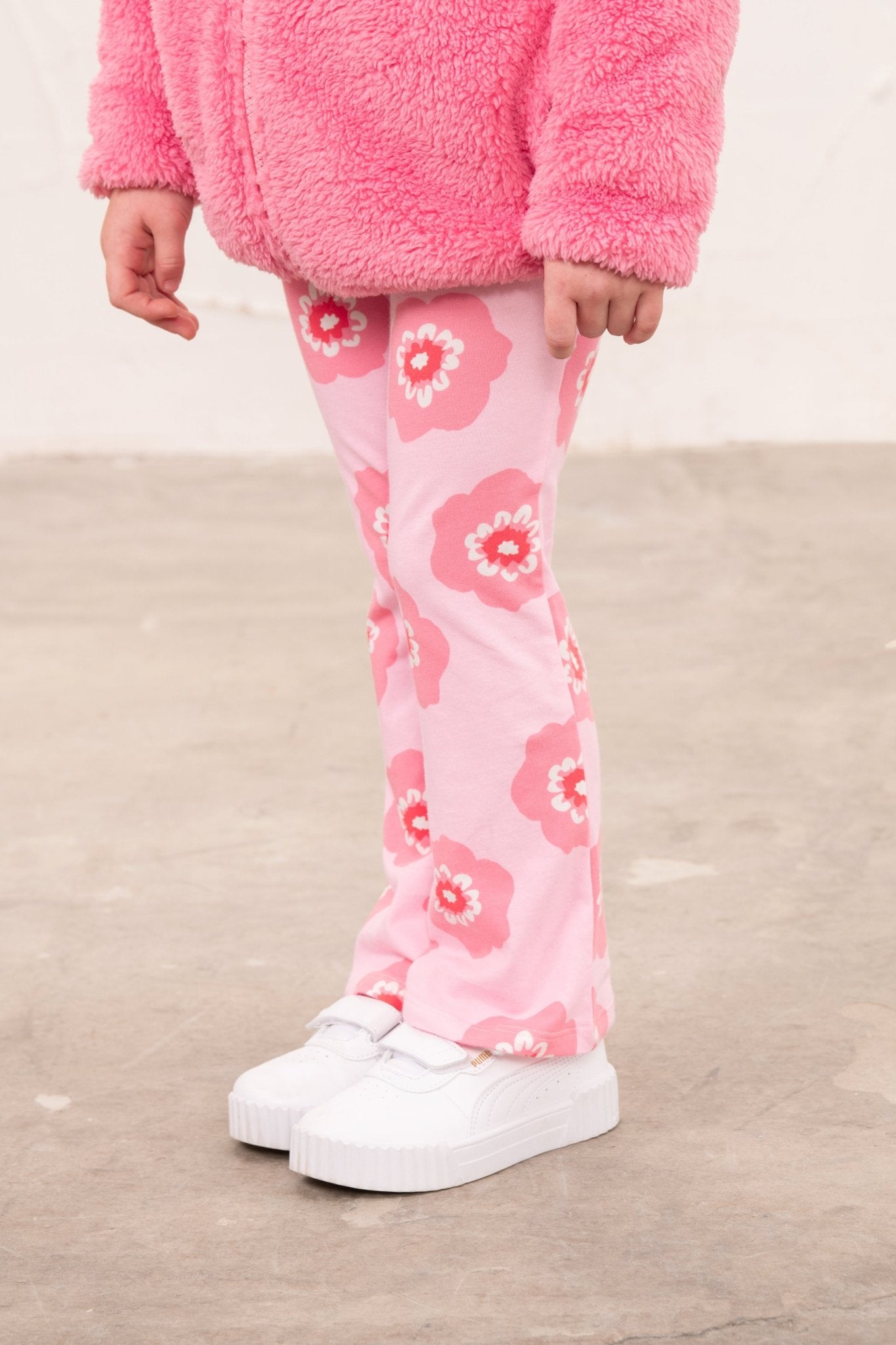 Mollie Flared Leggings - Pink Flower-Lighthouse