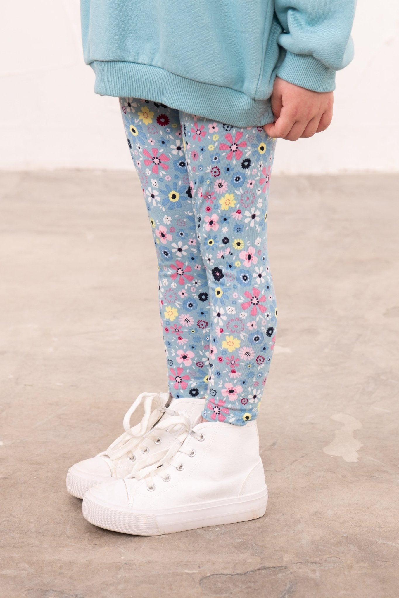 Mollie Leggings - Pastel Teal Floral-Lighthouse