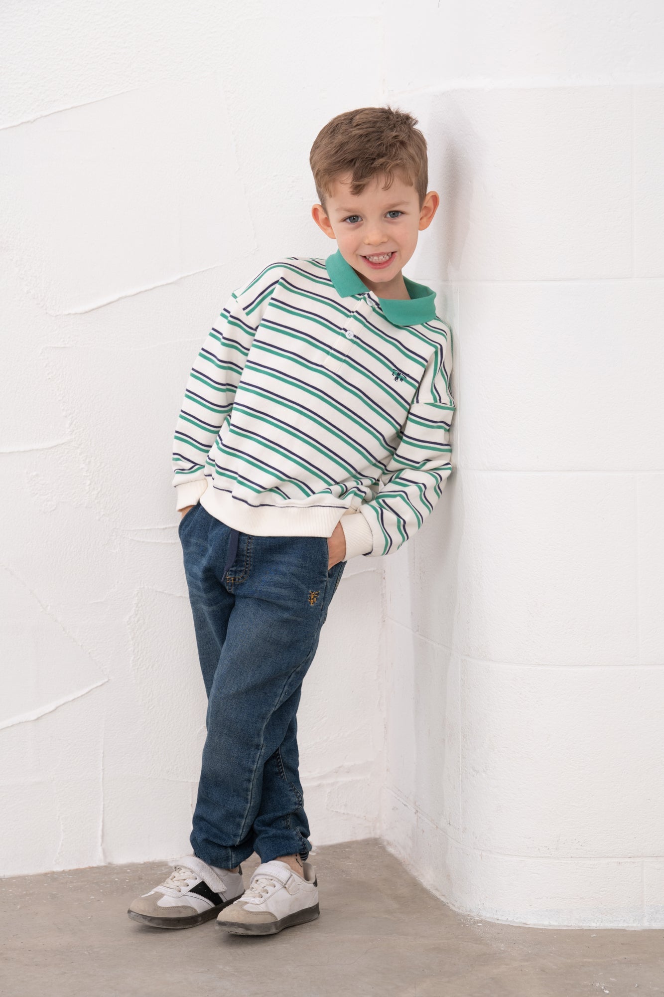 Myles Sweatshirt - Sea Green Navy Stripe - Lighthouse