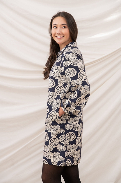 Nancy Dress - Navy Swirl - Lighthouse