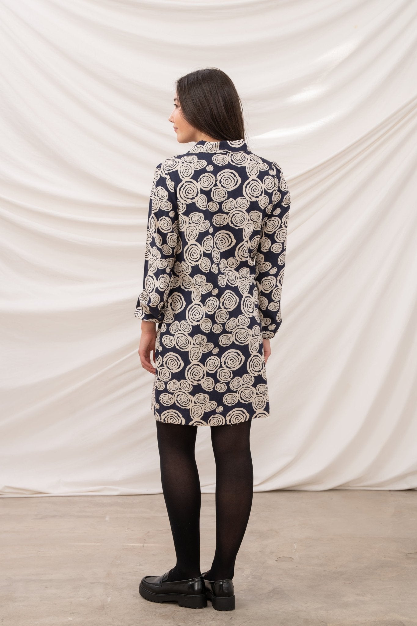 Nancy Dress - Navy Swirl - Lighthouse