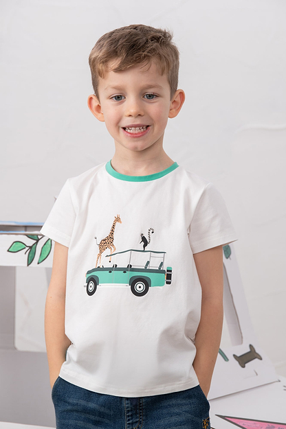 Oliver Short Sleeve Top - Animal Watch - Lighthouse