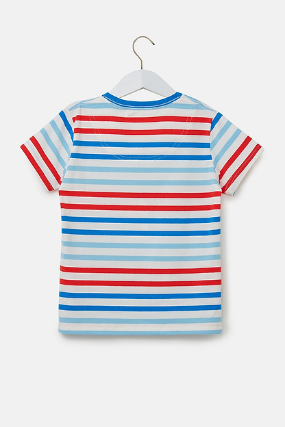 Oliver Short Sleeve Top - Red Blue Stripe Tractor - Lighthouse