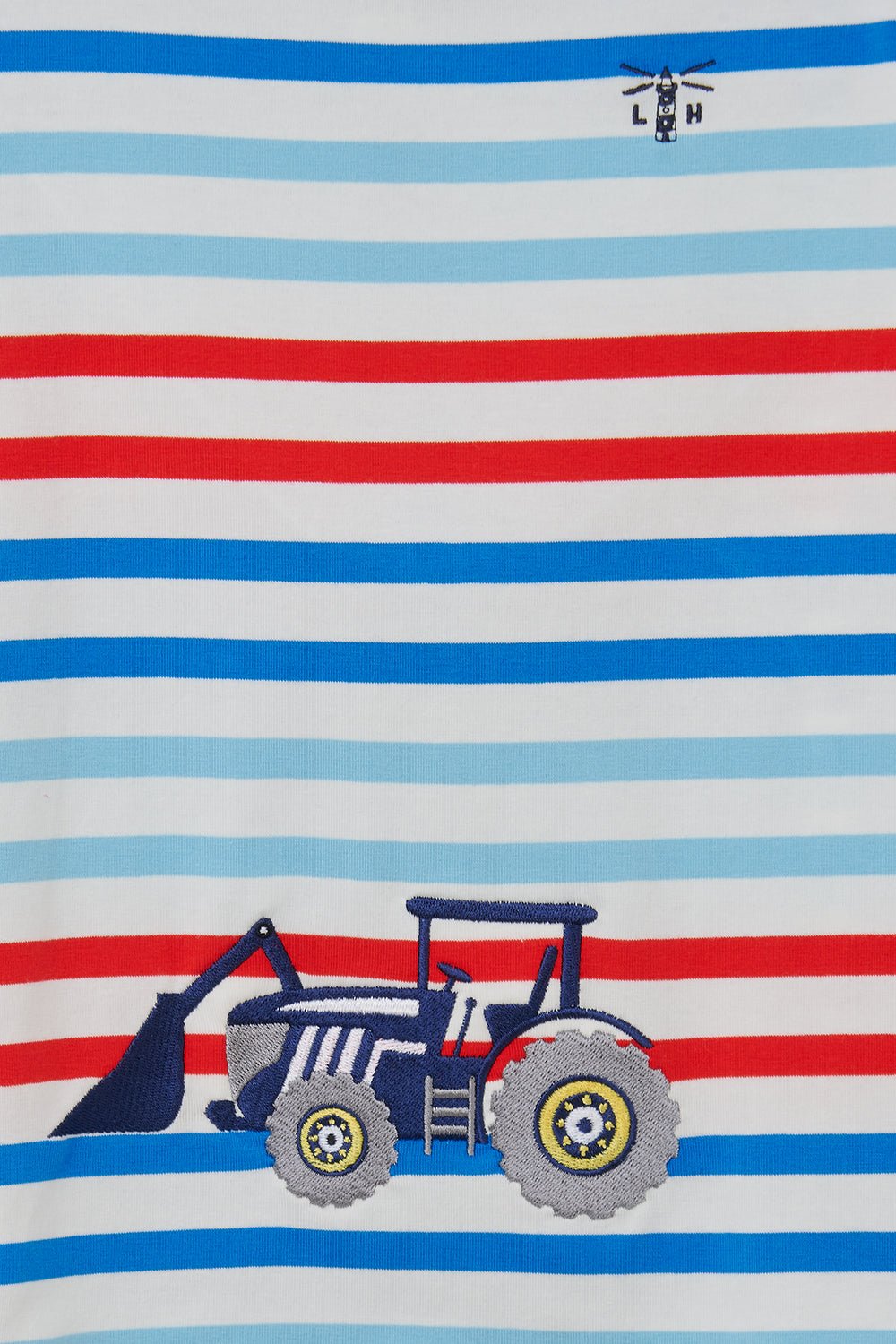 Oliver Short Sleeve Top - Red Blue Stripe Tractor - Lighthouse