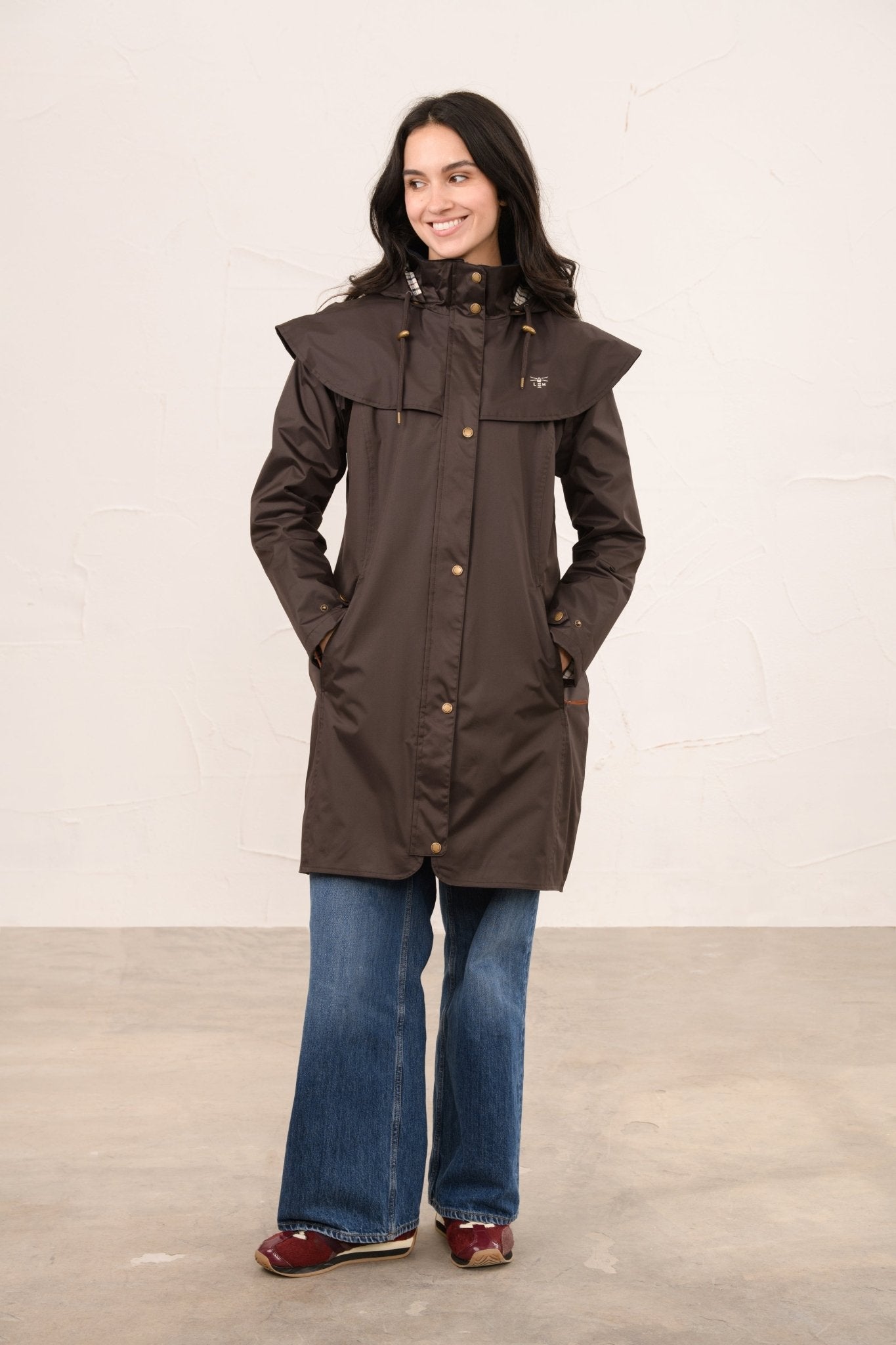 Outrider 3/4 Length Waterproof Raincoat - Chocolate-Lighthouse