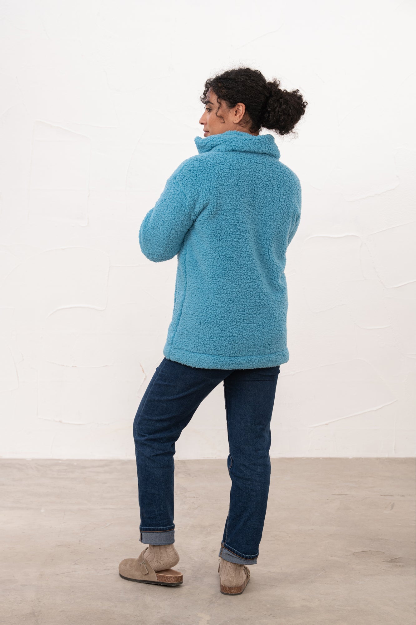 Seashell Full Zip Sherpa Fleece - Blue - Lighthouse