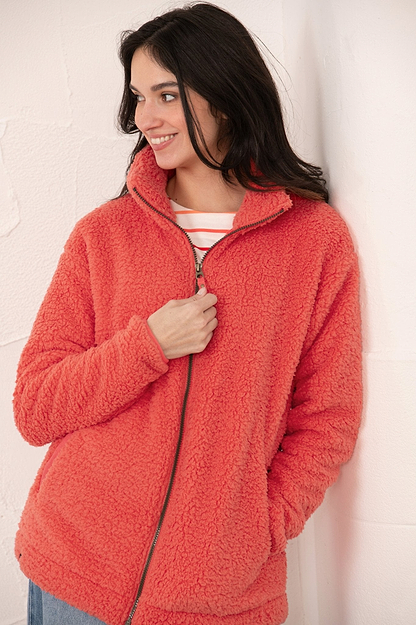Seashell Full Zip Sherpa Fleece - Poppy - Lighthouse