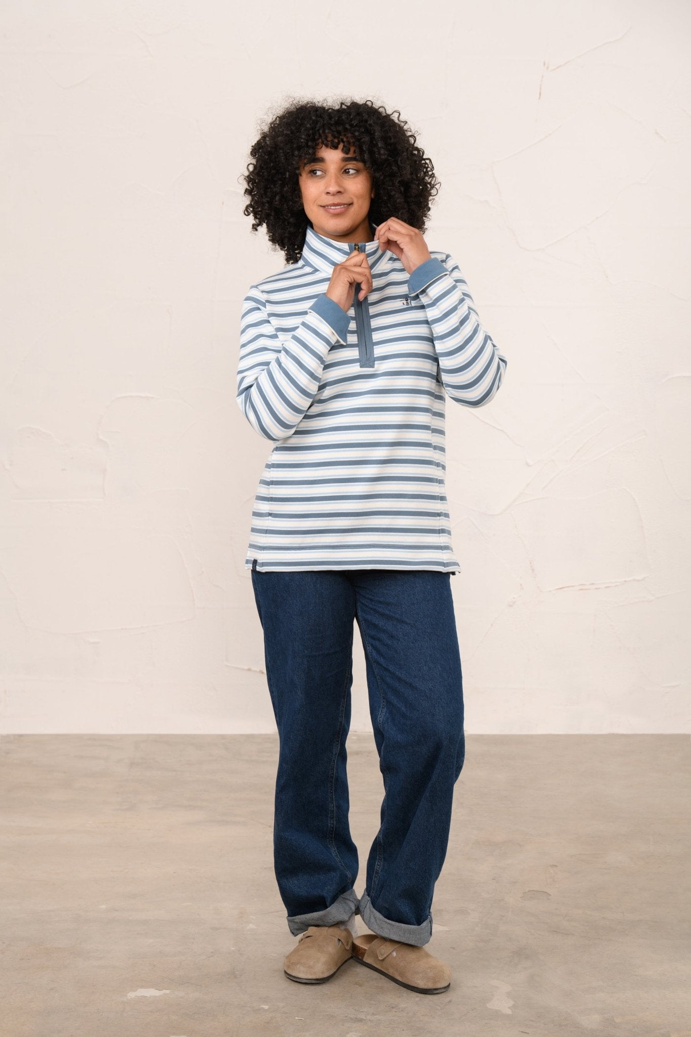 Shore Sweatshirt - Bluestone Pale Blue Stripe-Lighthouse