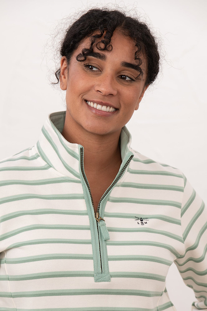 Shore Sweatshirt - Pistachio Basil Stripe - Lighthouse