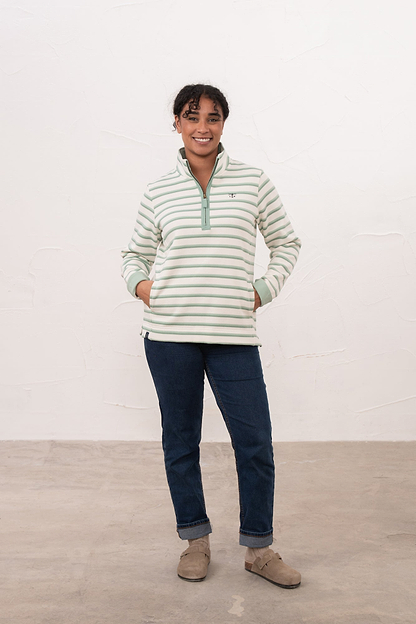 Shore Sweatshirt - Pistachio Basil Stripe - Lighthouse