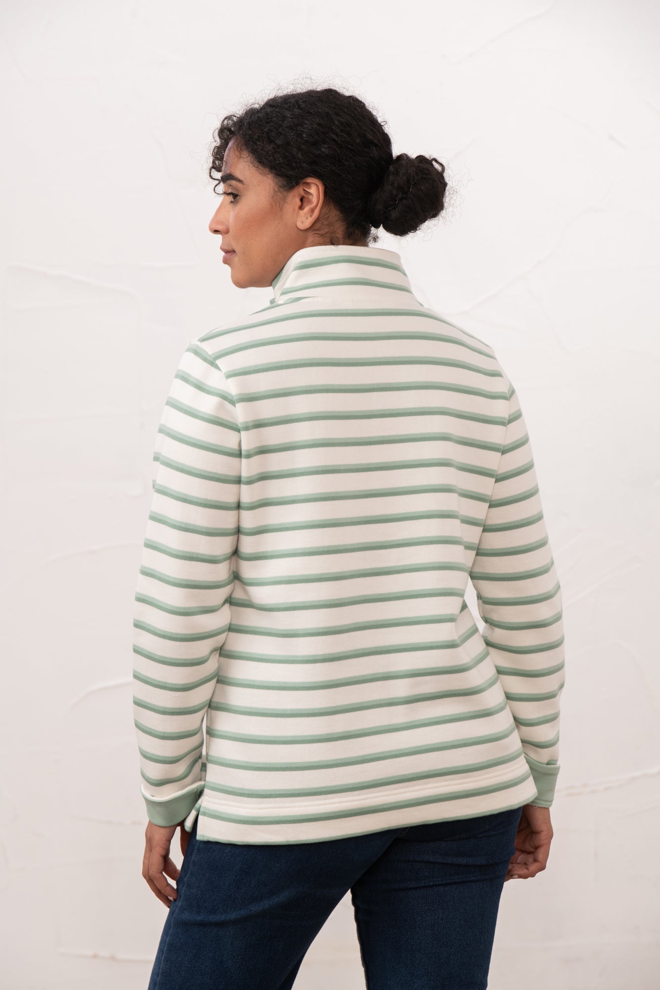 Shore Sweatshirt - Pistachio Basil Stripe - Lighthouse