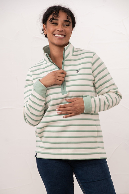 Shore Sweatshirt - Pistachio Basil Stripe - Lighthouse