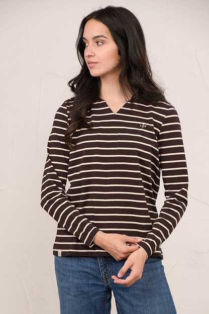 Sorcha Top - Cocoa Cream Stripe-Lighthouse