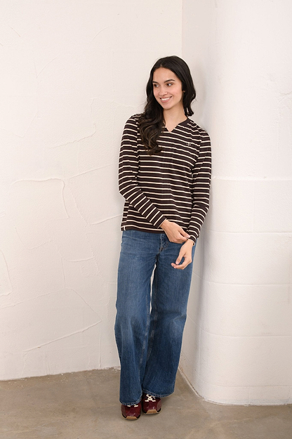 Sorcha Top - Cocoa Cream Stripe-Lighthouse