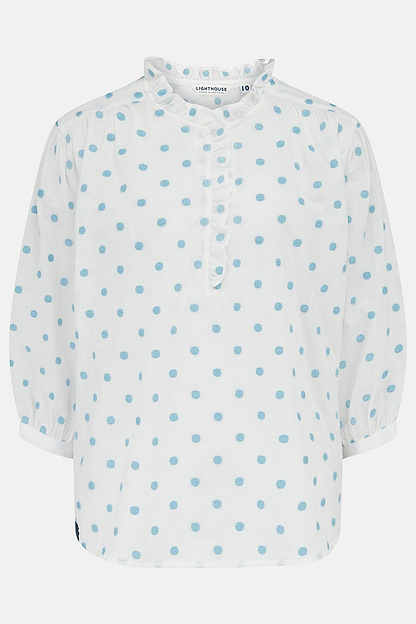 Thea Cotton Blouse - Blue Dot - Lighthouse