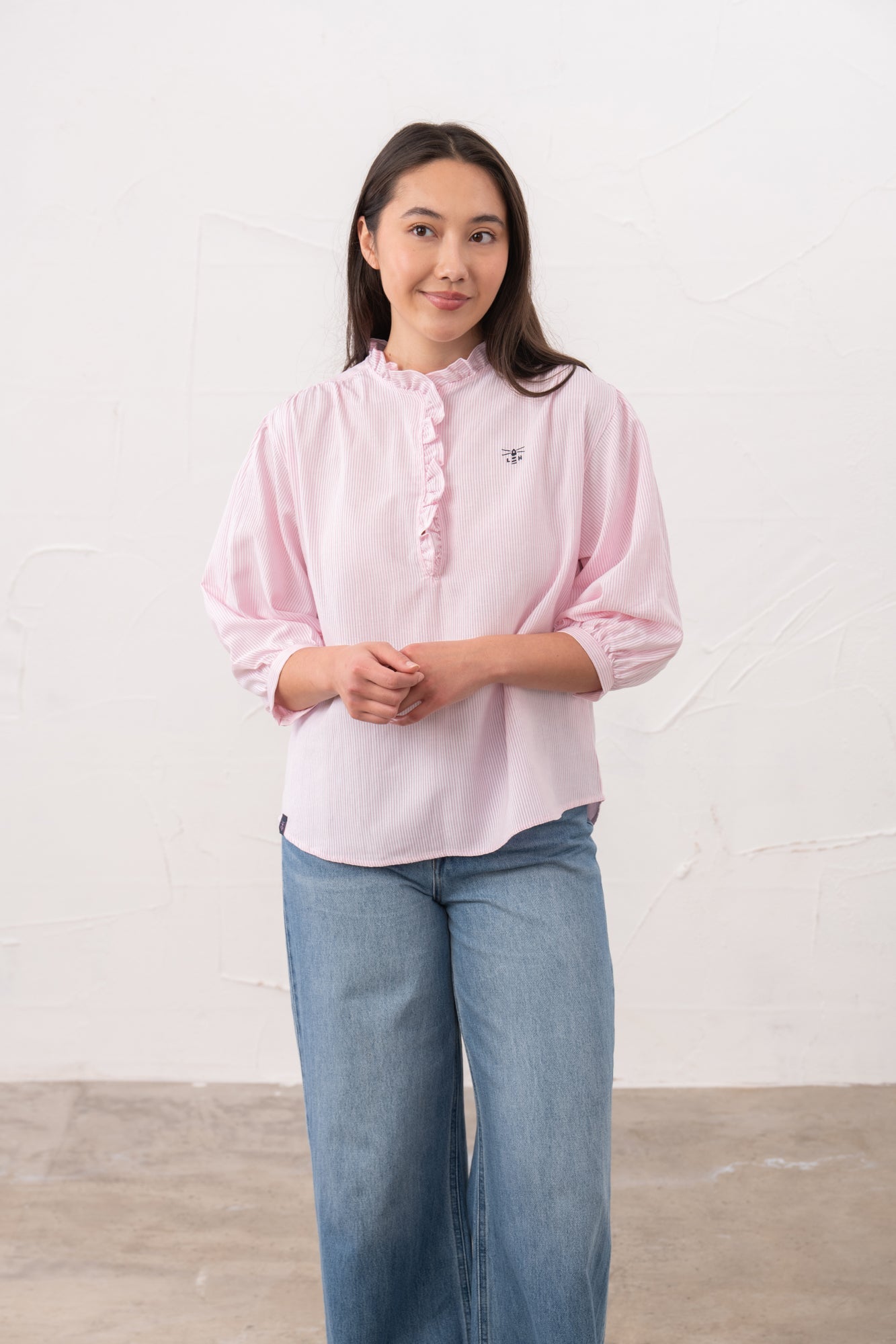 Thea Cotton Blouse - Pink Stripe - Lighthouse