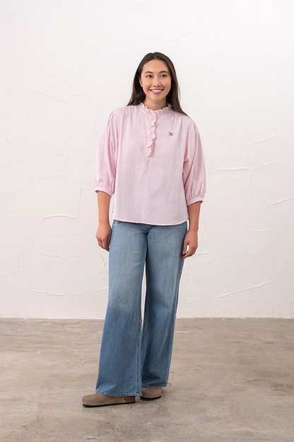 Thea Cotton Blouse - Pink Stripe - Lighthouse