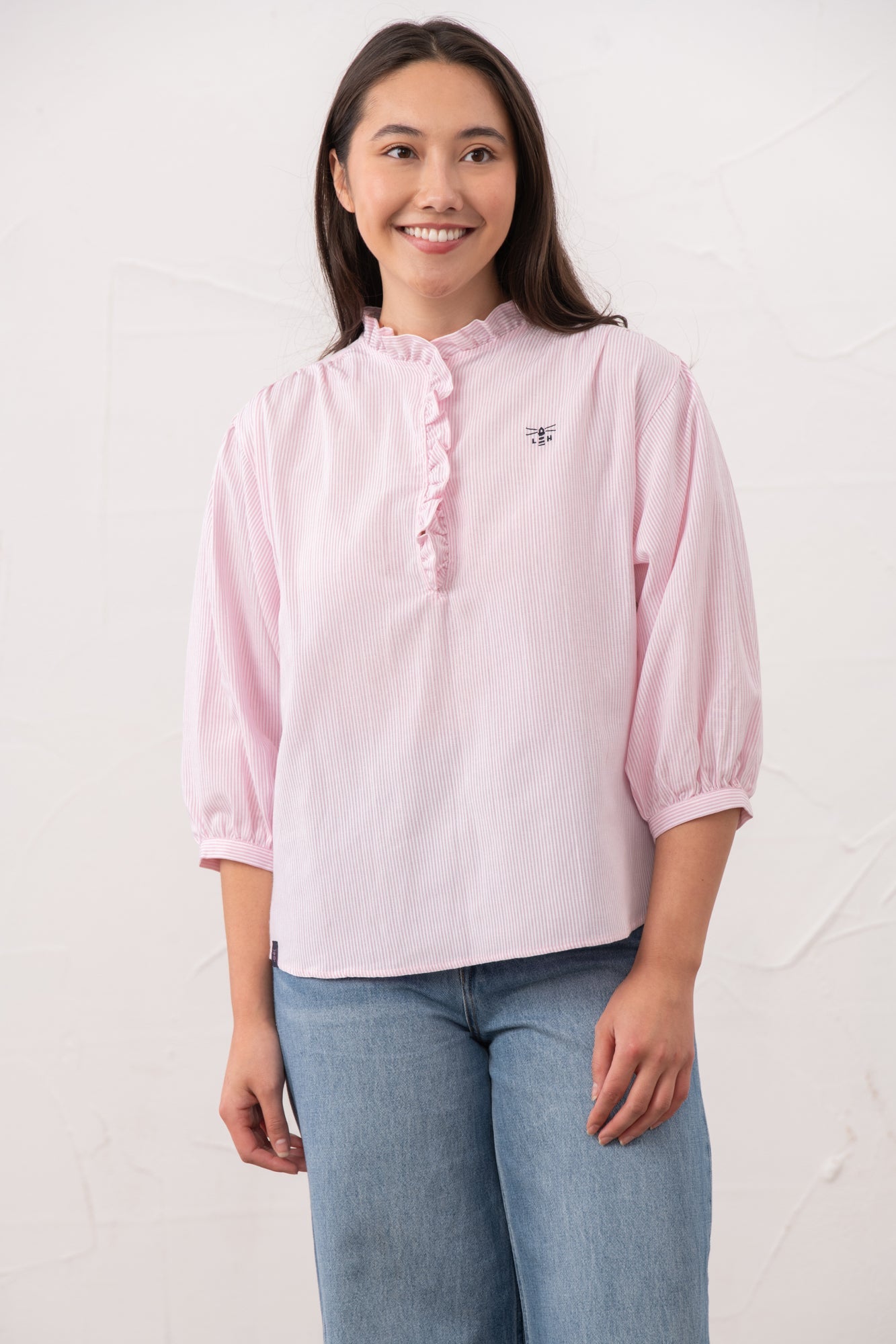 Thea Cotton Blouse - Pink Stripe - Lighthouse
