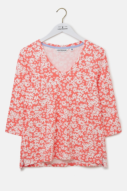 Ariana Top - Coral Daisy-Lighthouse